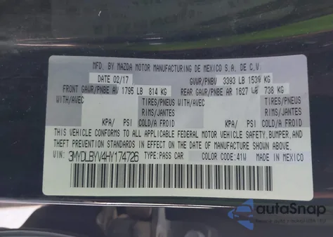 2017 Toyota Yaris Ia from USA, damaged, VIN 3MYDLBYV4HY174726